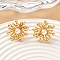 Brass Flower Stud Earrings, with ABS Plastic Imitation Pearl, Nickel Free, Real 18K Gold Plated, 23x22.5mm