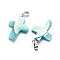 Shell Pendants, with Brass Findings, Cross, Dyed, Platinum, 19~23x11~13x3~5mm, Hole: 2x5mm