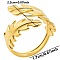304 Stainless Steel Leaf Open Cuff Ring for Unisex, Golden
