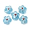 Handmade Silver Foil Glass Lampwork Beads, Flower, Sky Blue, 14~14.5x14.5~15x8~9mm, Hole: 1.4~1.6mm