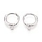 925 Sterling Silver Hoop Earring Findings, with Loop, Platinum, 15x12x2.5mm, Hole: 1.8mm, Pin: 0.9mm