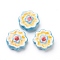 Handmade Porcelain Flower Beads, Blue, 16~17x16~17x6~6.5mm, Hole: 2mm, about 20pcs/strand, 12.99 inch(33cm)