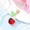 Transparent Glass Apple Pendant Decorations, with Resin Flower Charm and Lobster Claw Clasps, Red, 35.5mm