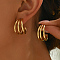 Stainless Steel Triple C-Shaped Stud Earrings, Golden, 23mm