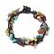 Natural & Synthetic Mixed Gemstone Chips Braided Bead Bracelet with Nylon Threads, 7 Chakra Theme Bracelet for Women, 7-1/2 inch(19cm)