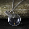 Clear Glass with Dandelion Inside Pendant Necklaces, Rectangle Wish Zinc Alloy Jewelry for Women, Platinum, Flat Round, 17.72~18.70 inch(45~47.5cm)