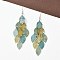 430 Stainless Steel Leaf Dangle Earrings, with Iron Earring Hooks, Platinum, Dark Sea Green, 79mm