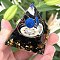 Orgonite Pyramid Resin Energy Generators, Reiki Natural Gemstone Chips Inside for Home Office Desk Decoration, Dodger Blue, 60mm