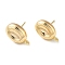 Brass Stud Earring Finding with Loops, Cadmium Free & Nickel Free & Lead Free, Oval, Real 18K Gold Plated, 17x10mm, Hole: 1.5mm, Pin: 10x0.8mm