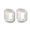 Glass Rhinestone Cabochons, Point Back & Back Plated, Faceted, Rectangle, Crystal, 10x8x5mm.