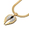 Rhinestone Wings Pendant Necklace with 304 Stainless Steel Herringbone Chains, Golden, 15.75 inch(40cm)