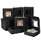 Paper Candy Storage Box, with PVC Visible Window, for Mini Cake, Square, Black, 12.5x12x4cm