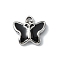 304 Stainless Steel Black Enamel Charms, Butterfly Charm, Stainless Steel Color, 7x4.5x2mm, Hole: 1mm