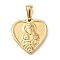 304 Stainless Steel Pendants, Heart with Virgin Mary & Baby, Manual Polishing, Ion Plating(IP), Real 18K Gold Plated, 19.5x18.5x3mm, Hole: 3.5x6mm