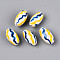 Handmade Porcelain Beads, Famille Rose Porcelain, Oval, Gold, 17.5~19x10mm, Hole: 1.6~2mm