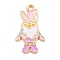Easter Theme Alloy Enamel Pendants, Light Gold, Gnome Charm, Misty Rose, 26x15x1.5mm, Hole: 2mm