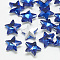 Pointed Back Glass Rhinestone Cabochons, Back Plated, Faceted, Star, Sapphire, 9.5x10x5mm