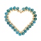 Heart Natural Faceted Apatite Pendants, Wire Wrapped Pendants, with Brass Findings and Eco-Friendly Copper Wire, Golden, 39x42x4mm, Hole: 1.8mm