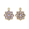 304 Stainless Steel Charms,  with Rhinestone, Flower, Tanzanite, 12.5x10x3mm, Hole: 1.2mm