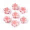 Handmade Porcelain Bead, Plum Blossom, Bright Glazed Porcelain, Pink, 10.5~11x11~11.5x7.5~8mm, Hole: 2~2.5mm