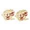 Rack Plating Alloy Enamel Pendants, Golden, Fish with Flower Charm, Crimson, 30x31x1mm, Hole: 2mm