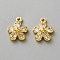 Brass with Cubic Zirconia Charms, Flower, Real 18K Gold Plated, 13.5x10.5x3.5mm, Hole: 1.2mm