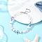 Dyed Synthetic Turquoise Starfish & Natural Rose Quartz Chip Beaded Anklets with 304 Stainless Steel End Chains, Stainless Steel Color, 9 inch(227mm)