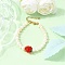 Natural Cultured Freshwater Pearl Beaded Bracelets for Women, Grape, with Handmade Lampwork, White, 7-1/4 inch(18.5cm)