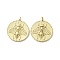 304 Stainless Steel Pendants, Flat Round with Bees Charms, Real 14K Gold Plated, 17.5x15x1.5mm, Hole: 1.6mm