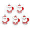 Alloy Enamel Pendants, for Christmas, Flat Back, Santa Claus, Platinum, Red, 22x16x1mm, Hole: 1.4mm