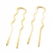Rack Plating Brass Hair Forks, Twist U Shape Updo Hair Pins Clips, Hair Styling Accessories, Light Gold, 71x20x1mm