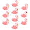 10Pcs Cartoon Flamingo Silicone Beads, Pink, 30.5x27.2x7mm, Hole: 2.5mm