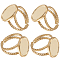 8Pcs 304 Stainless Steel Open Cuff Ring Settings, Oval, Real 18K Gold Plated, US Size 7(17.3mm), Tray: 16x12mm