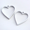 Rack Plating Alloy Heart Open Back Bezel Pendants, For DIY UV Resin, Epoxy Resin, Pressed Flower Jewelry, Hollow, Cadmium Free & Nickel Free & Lead Free, Matte Silver, 34x30.2x3.7mm, Hole: 3mm