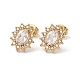 Овальные серьги-гвоздики с кубическим цирконием и стразами EJEW-A080-04G-1