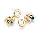 Европейские подвески-шармы из латуни с микропаве из прозрачных кубических цирконий и эмали KK-T079-70G-2