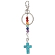 Брелок-крест из окрашенной синтетической бирюзы KEYC-JKC01041-2