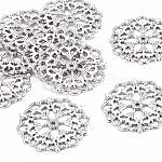 Тибетский стиль филигранные столяры соединения, без кадмия, без никеля и без свинца, цветок, античное серебро, 29x1 мм, отверстие : 1.2 мм