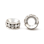 Латунные бусины разделители для поставки стразов, класс А, рондель, серебристый цвет, кристалл, 12x5 мм