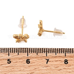 Серьги-гвоздики в форме бабочек с микропаве из прозрачных кубических цирконий из латуни&nbsp;EJEW-C158-16B-G