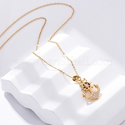 Ожерелья с подвеской в виде якоря из нержавеющей стали 304 с кристаллами и стразами&nbsp;NJEW-Z057-01B-G