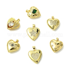 7 шт. 7 стиля латунные подвески-медальоны с микропаве из прозрачного кубического циркония&nbsp;FIND-CJ0005-08