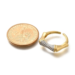 Латунные кольца-манжеты с микропаве и прозрачным цирконием для женщин RJEW-U035-06GP