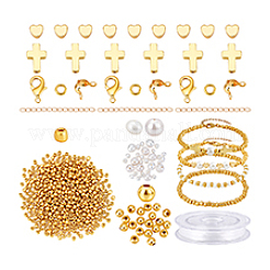 Наборы для изготовления браслетов/ожерельев из латунных бусин своими руками DIY-PH0030-80