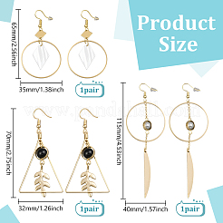 3 пара 3 стилей сережек-подвесок из сплава в форме ромба&nbsp;EJEW-HY0001-08