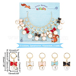 Маркеры петель с бантом из эмали из сплава&nbsp;HJEW-PH01572