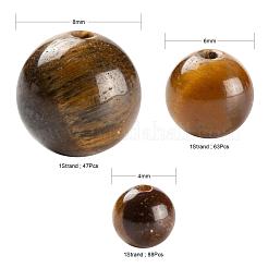 3 нить 3 размера 4 мм 6 мм 8 мм класс AB натуральный тигровый глаз круглые бусины нити&nbsp;G-FS0001-20