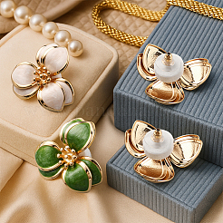 2 пара двухцветных серег-гвоздиков с эмалевым покрытием&nbsp;EJEW-GO0007-011