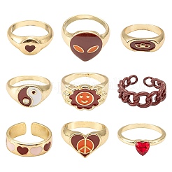 9шт 9 стиля сердце и цепочка для бордюров и овальные кольца RJEW-LS0001-57