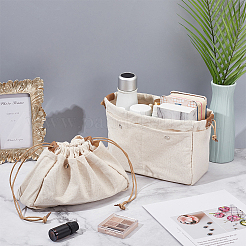 Холщовые косметические мешочки на шнурке&nbsp;ABAG-WH0035-049